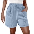 thumbnail image 1 of Casual Shorts for Women with Elastic Waist and Drawstring, Solid Color Loose-Fit Summer Pants, Polyester Lightweight Comfortable Short Pants for Daily Wear, 1 of 7