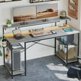 thumbnail image 2 of Bestier 55 inch Computer Desk with Outlets, Gaming Desk with LED Light, Grey Desk with Monitor Stand, 2 of 10