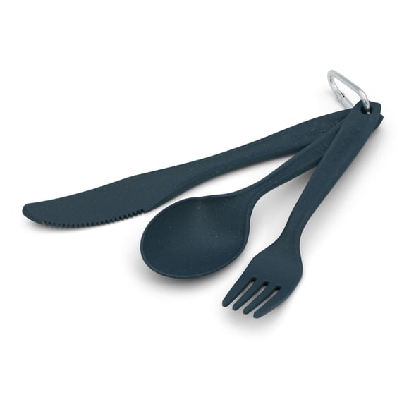 Coghlan’s — Ensemble de couverts de camping : couteau, fourchette et cuillère infusés au bio-composite à base de paille de blé, avec mousqueton, sans BPA