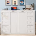 thumbnail image 3 of Noble House Queen Size Murphy Bed with LED Light,White+Brown, 3 of 10