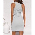 thumbnail image 2 of New Women's Casual Sleeveless Tank Dress Crewneck Bodycon Ruched Tie Waist Mini Dresses Bright Color Dress, 2 of 2