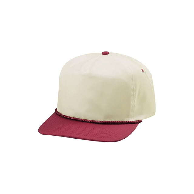 Top Headwear Twill Golf Cap - Natural/Maroon