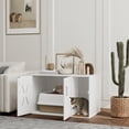 thumbnail image 2 of PawHut Cat Litter Box Enclosure Cat House Side Table with Scratching Board, 2 of 10