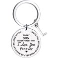 thumbnail image 1 of Heliisoer To My Son Message Keychain Stainless Steel Initial Last Name 26 Letter Family Inspirational Keychain Gift, 1 of 1