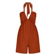thumbnail image 4 of Gspmoly Short pour Femmes, Combinaison Courte d'Été Décontractée et Tendance Sans Manches à Bretelles, Taille Élastique, Double Poche, Short de Randonnée pour Femmes, Aubaines des Fêtes, Rouge G, 4 of 7
