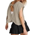 thumbnail image 3 of Hauts de Performance à Manches Courtes pour Femmes pour Gym Yoga et Tenue Décontractée - T-Shirts Courts Dos Ouvert, 3 of 6