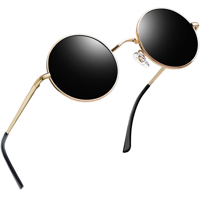 Joopin Lunettes de Soleil Rondes Hippie Polarisées pour Femmes Hommes Rétro Petit Cercle Lunettes