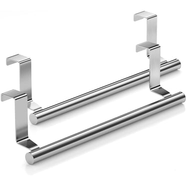 Support de Serviettes en Acier Inoxydable sur Porte, Barre, pour Ajustement Universel sur Portes d'Armoire et de Placard, Lot de 2