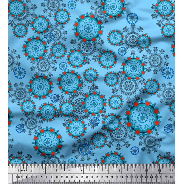 Soimoi Georgette Viscose Fabric Floral & Damask Ethnic Fabric Prints by Yard 42 Inch Wide