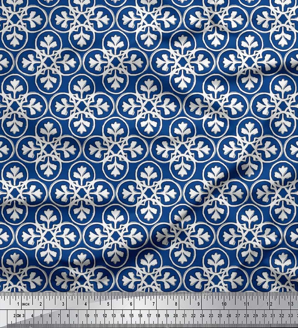 Soimoi Velvet Fabric Floral Block Print Fabric by The Yard 58 Inch Wide