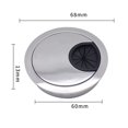 thumbnail image 2 of 60mm Desk Metal Grommet Table Cable Tidy Wire Hole Cover Chrome Brush, 2 of 8
