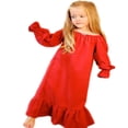 thumbnail image 3 of Kids Baby Girl Princess Party Cotton Dress Long Sleeve Ruffle Nightgown, 3 of 6