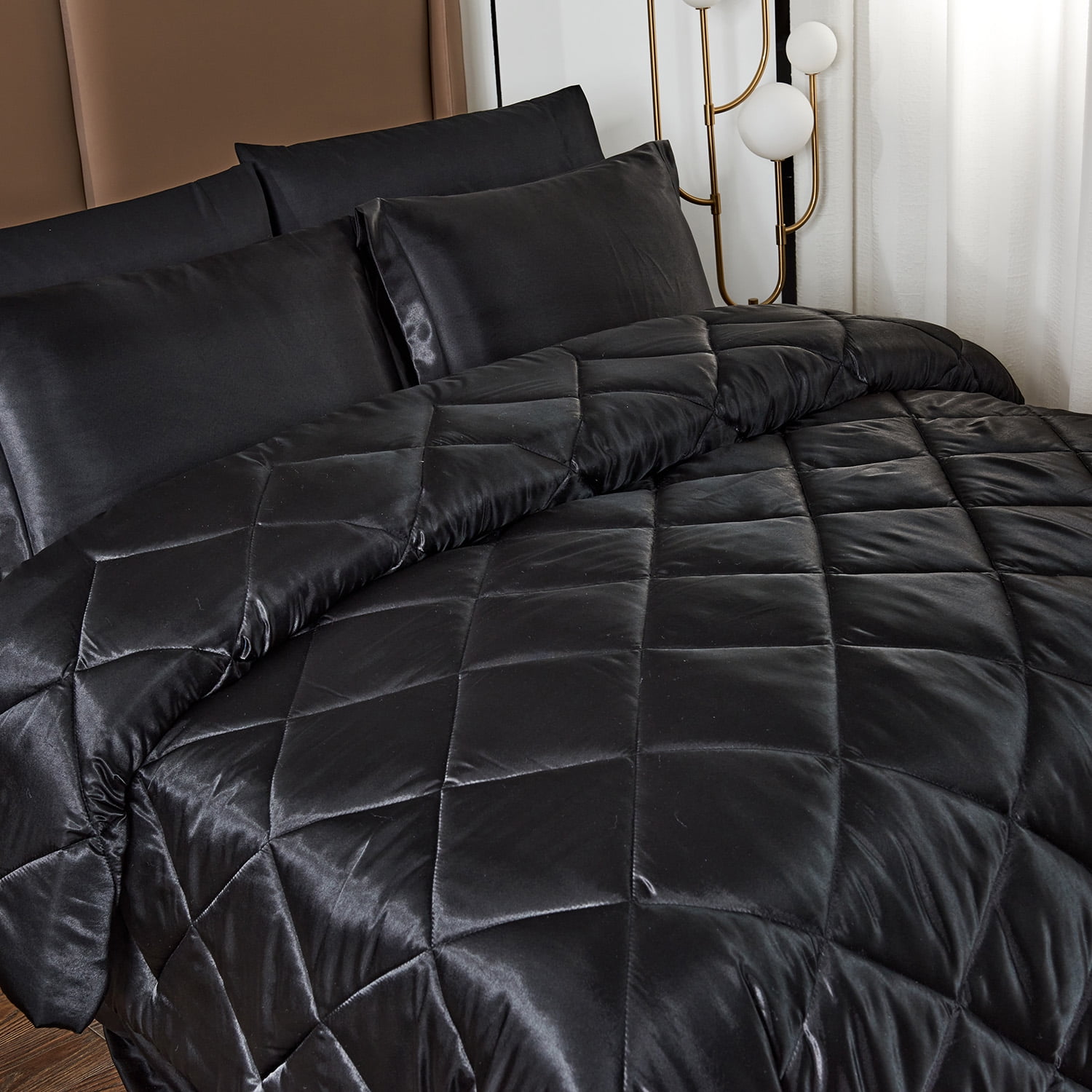 JML de luxe en satin 8 pièces Couette Set Cal King, Silky Satin Bed in A Bag Couette Set