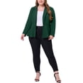 thumbnail image 2 of Agnes Orinda Women's Plus Size Blazer Button Notch Panel Ruffle Peplum Blazers 3X Dark Green, 2 of 6