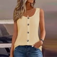 thumbnail image 2 of WRKEKC Casual Tank Tops for Women Solid Color Button Front Crew Neck Sleeveless Daily Tank Loose Fit Lightweight Top, 2 of 8