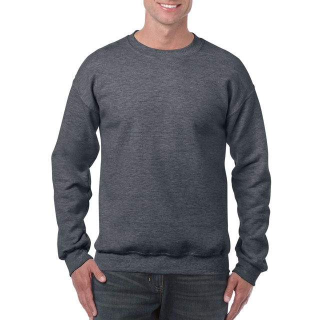 Gildan Chandail Molletonné à Col Ras du Cou pour Hommes, 3TG, Gris Chiné Foncé