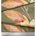 thumbnail image 3 of Soimoi Green Rayon Fabric Leaves & Peach Floral Decor Fabric Printed BTY 56 Inch Wide, 3 of 3