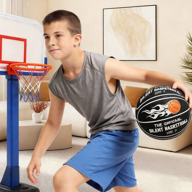 Ballon de basket silencieux HUALEI-V Taille 7 Amélioration Dribble Dream Ballon de basket silencieux, ballon de basket intérieur en mousse souple sans bruit pour le dribble, ballon d'entraînement