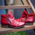 thumbnail image 2 of B91xZ Womens Fall Boots Square Toe Chelsea Boots Low Heel Fashion Booties,Red 6.5, 2 of 4