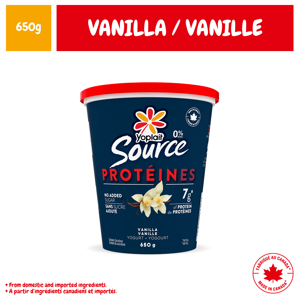 Yoplait Source Protein Yogurt, 0%, Vanilla, 650g
