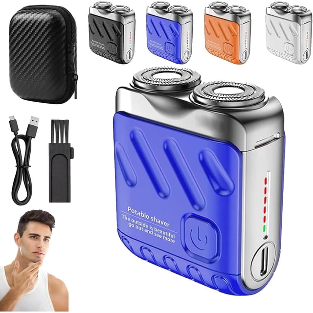 Meigline Rasoir Mini, Meigline Rasoir Mini Rasoir Électrique, Mini Rasoirs Électriques Explosifs, Mini Rasoirs à Barbe et Conception de Valise Portable, Étanchéité Ipx7, pour Hommes Maison Voyage (1 Pce*Bleu)