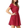 thumbnail image 4 of INSPIRE CHIC Women's Printed Square Neck Short Sleeve A-Line Prom Dress L Red-Heart, 4 of 8