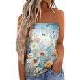 thumbnail image 1 of CEHVOM Femme Sans Bretelles Été Décontracté Imprimé Sans Manches Tube Blouse Haut Liquidation, 1 of 4