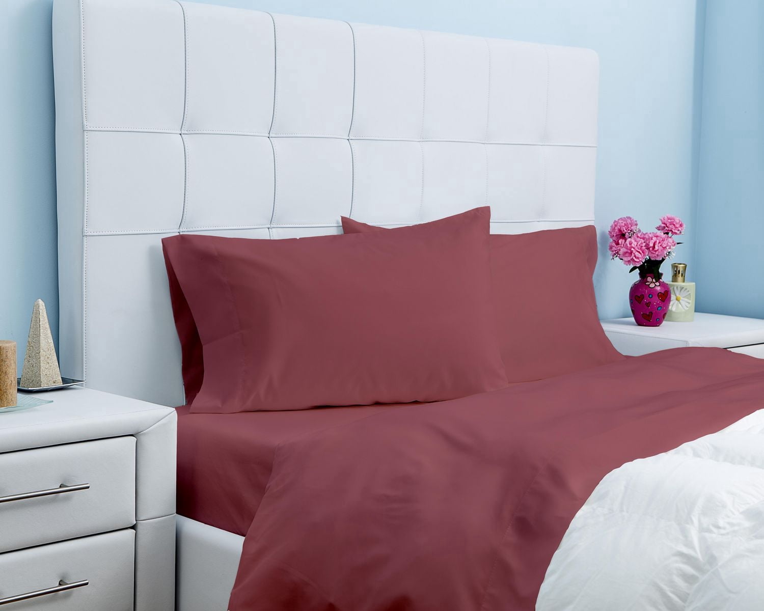 Ensemble de draps en microfibre de Gouchee Home – Ensemble de literie 4 pièces, microfibre ultra-douce, draps bourgogne infroissables et respirants