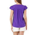thumbnail image 3 of INSPIRE CHIC Women's Solid V Neck Cap Short Sleeves Work Blouse, 3 of 6