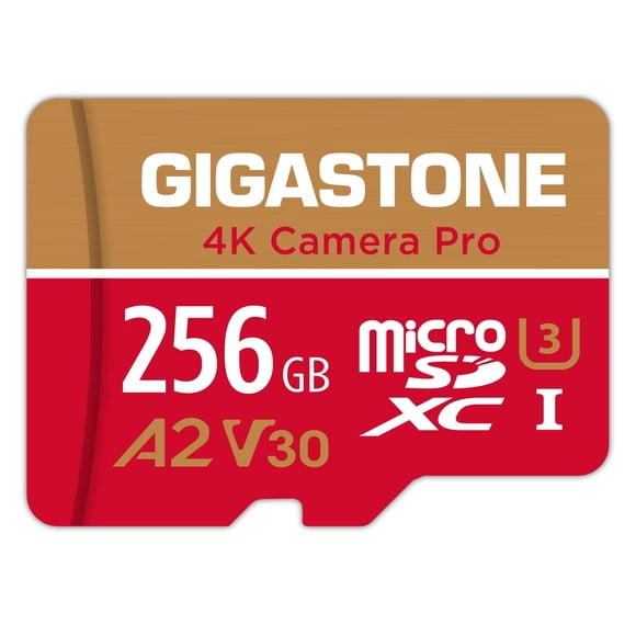 【5-Years Data Recovery】 GIGASTONE 256GB Micro SD Card, 4K Camera Pro, A2 V30 for Smartphone, Gopro, Action Cams, 4K UHD Video, Nintendo