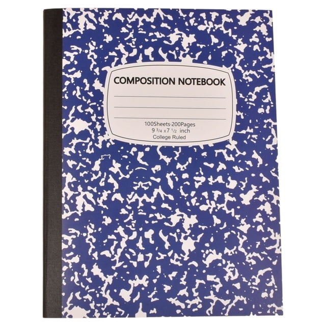 ZTTD 1 Pack Composition Notebook Wide Ruled, 200 Pages (100 Sheets), 9-3/4x7-1/2 Inch, Notebooks for Work, Blue Marble Covers Composition Books (Style9-Blue)