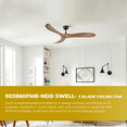 thumbnail image 2 of Hinkley Swell 60" Matte Black Ceiling Fan with Walnut Blades and HIRO Control, 2 of 7