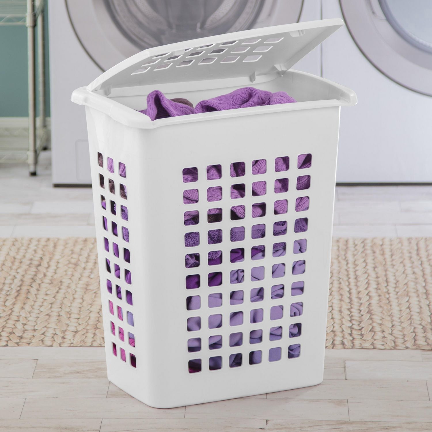 Panier à linge rectangulaire de Sterilite- blanc