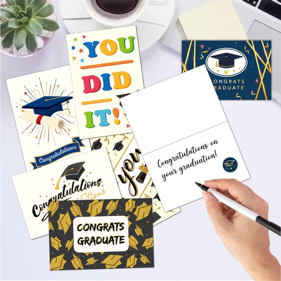 12 Pack Graduation Cards with Envelopes and Stickers | Congrats Grad Cards Bulk for Ceremony Party Favors