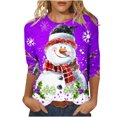 thumbnail image 2 of Jienlioq Hauts Grande Taille pour Femmes Mode T-Shirt Décontracté de Noël pour Femmes à Imprimé Col Rond Manches 3/4 Haut Blouse Rabais, 2 of 5