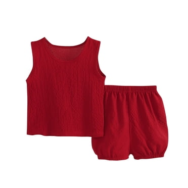 cfhntfmh Summer Outfits for Baby Girls Boys Sleeveless Crewneck Tank Tops Lounge Comfy Shorts Beach Vacation Sets