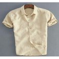 thumbnail image 2 of CHUANK Hommes Lin Manches Courtes Chemises d'Été Décontracté Robe en Vrac Soft Tops Tee M-3XL, 2 of 3