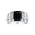 thumbnail image 1 of RYLOS Men's Rings 14K White Gold Designer Style 10X8MM Emerald Cut Shape Gemstone & Diamonds Onyx October Birthstone Rings For Men Size 13, 1 of 6