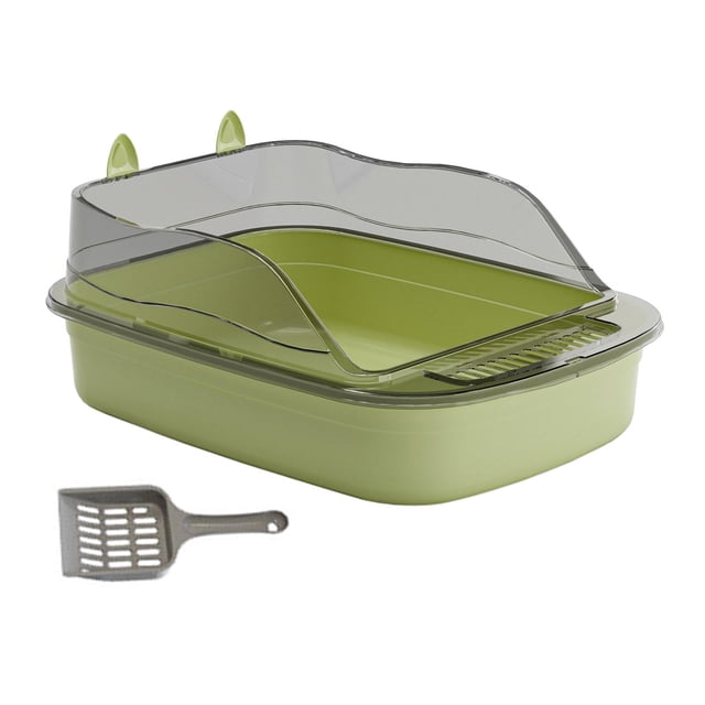 Tachiuwa Cat Litter Box Cat Sand Basin with High Side Cat Litter Container Durable green