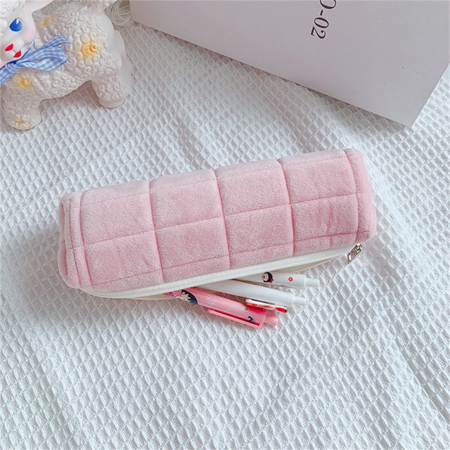 CHGBMOK Plush Fabric Pencil Case, Red, 1 Count
