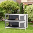 thumbnail image 2 of PawHut 2 Tier Rabbit Hutch Bunny Pet House Wooden Coop Run Grey & White, 2 of 9