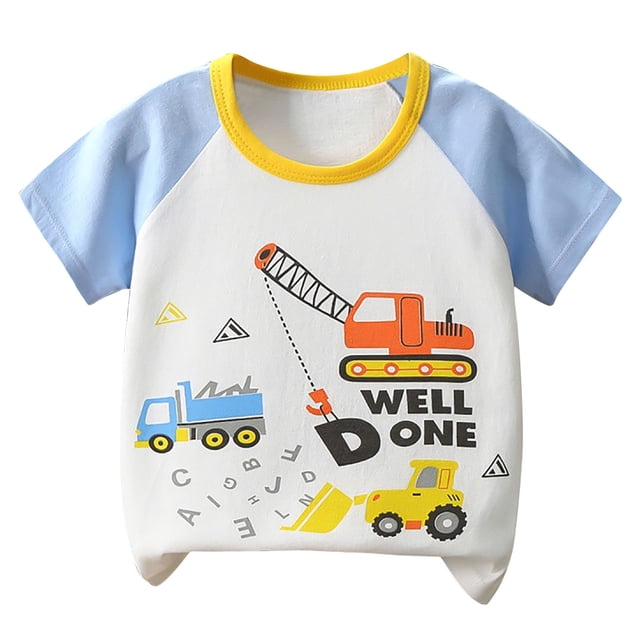 Birdeem T-Shirt à Col Rond Imprimé à Manches Courtes pour Garçons et Filles d'Été pour Enfants