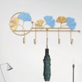 thumbnail image 3 of facefd Ins Light Luxury Hook Wall Hanging Coat Hook Kitchen Wrought Ginkgo Leaf Shape Key Holder Hook Rack Golden Light Blue A, 3 of 8