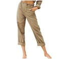 thumbnail image 2 of LSLJS Womens High Waisted Pants Women Casual Solid Color Pockets Buttons Elastic Waist Comfortable Straight Pants, 2 of 5
