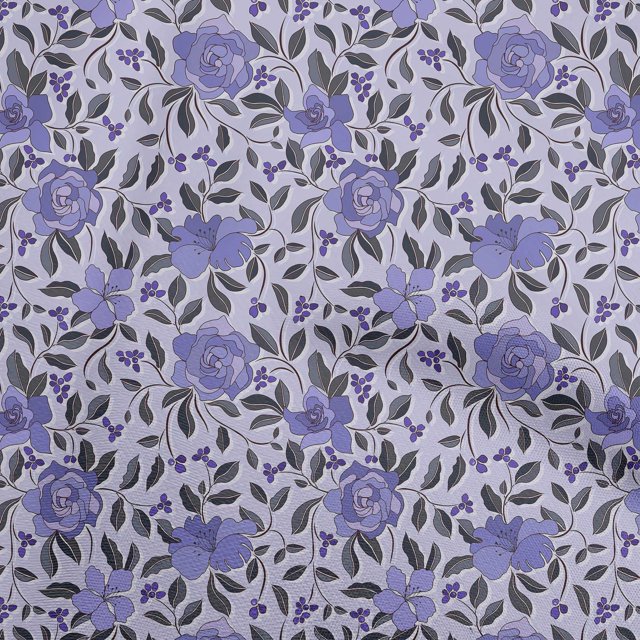 oneOone Polyester Spandex Purple Fabric Floral Retro Sewing Craft Projects Fabric Prints By Yard 56 Inch Wide