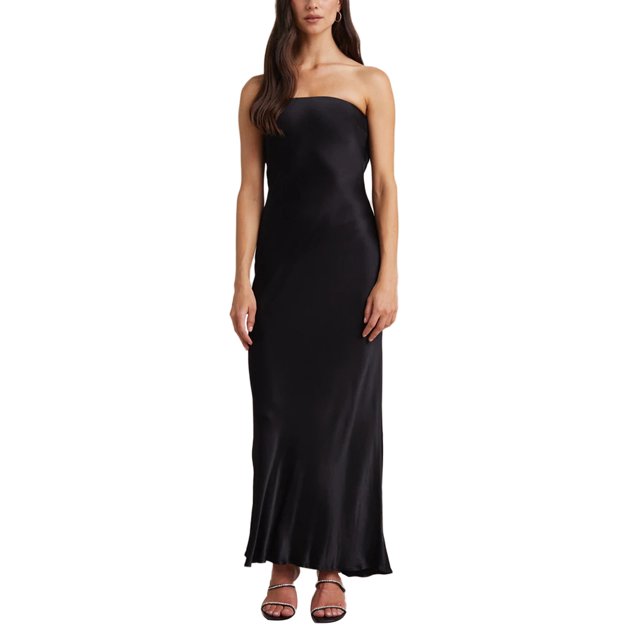 Faithtur Nouvelle Mode Femmes Sans Manches Robe Sans Manches Couleur Unie Bustier Élégant une Seule Pièce, Robe de Banquet de Mariage Cocktail