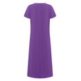 thumbnail image 4 of Kcodviy Robe d'Été Confortable et Ample pour Femmes, Robe Unie à Manches Courtes, Robes d'Été pour Petites Femmes, Longueur Petite, Longue Robe, 4 of 6