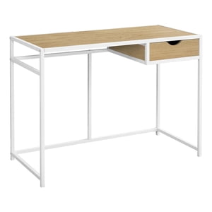 Monarch Specialties Bureau d'ordinateur, Bureau à la maison, Ordinateur portable, Tiroir de rangement, 42"l, Travail, Métal, Stratifié, Naturel, Blanc, Contemporain, Moderne