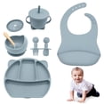 thumbnail image 2 of Baby Feeding Set， 6 Piece Baby Led Weaning Utensils Set Includes Infant Eating Utensils and Baby Bowl with Suction (Blue), 2 of 6