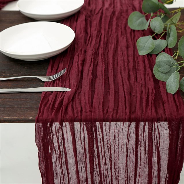 Decorative Table Banner Cheesecloth Table Runner Cheese Cloth Tablecloth 90x400 Cm Table Runner For Wedding Decor Holiday Birthday Party Table Dining Room Dresser Decor